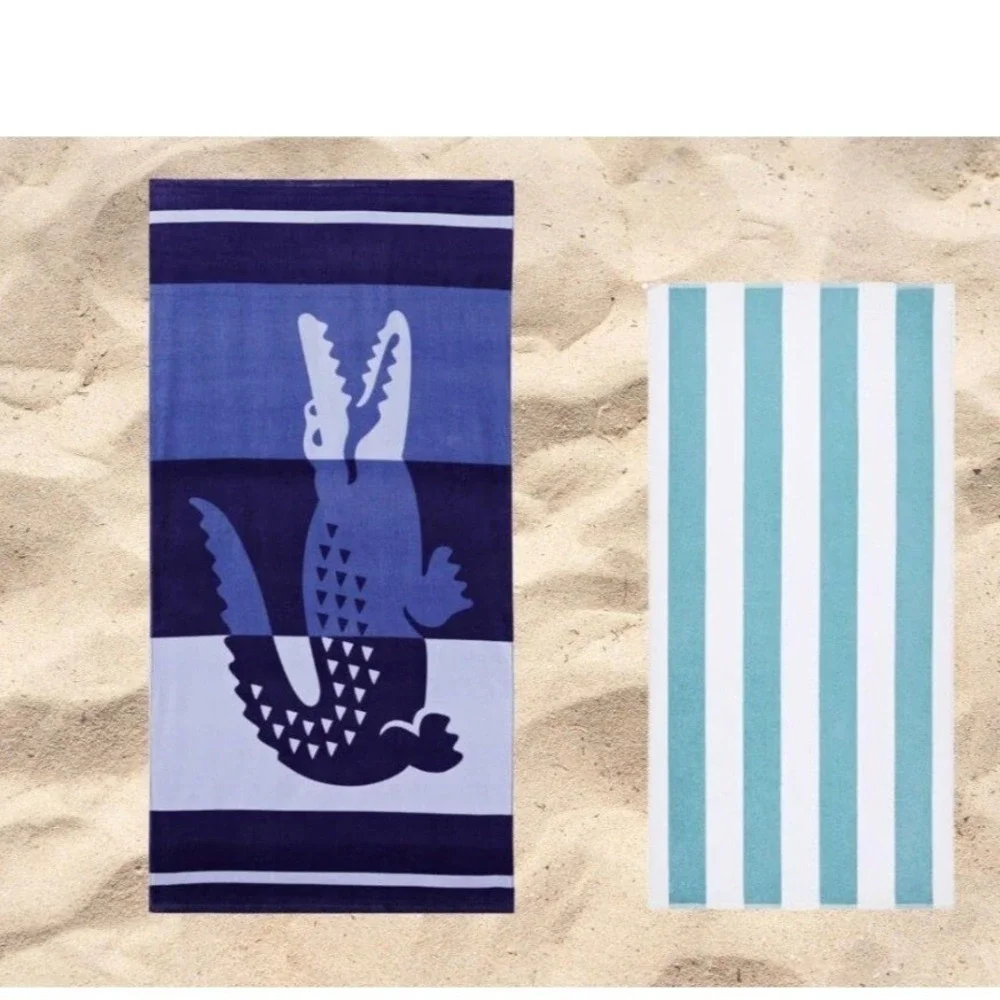 Lacoste Beach Towel Oversized Cotton Velour Absorbent Soft Crocodile Logo Red NW